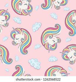 Cute unicorn vector pattern.