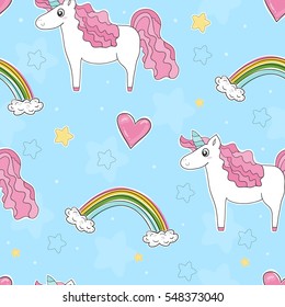 cute unicorn vector pattern