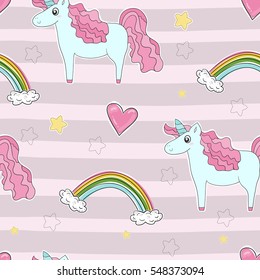 cute unicorn vector pattern