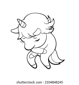 Cute Unicorn vector Sticker design. Pony Cartoon Character. Kawaii Unicorn emoji design.