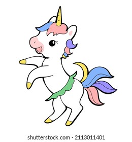 Cute Unicorn vector Sticker design. Pony Cartoon Character. Kawaii Unicorn emoji design.