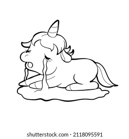Cute Unicorn vector Sticker design. Pony Cartoon Character. Kawaii Unicorn emoji design.