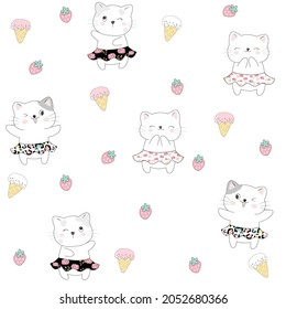 Cute Unicorn vector with sweet ice cream cone cartoon (Kawaii animal): Pastel color kid food dessert bakery product fabulous fashion child decoration cafe shop, Invitation post, t-shirt