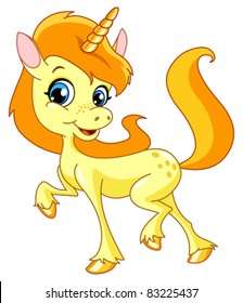 Cute unicorn walking