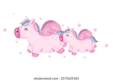 Cute unicorn in watercolour style 