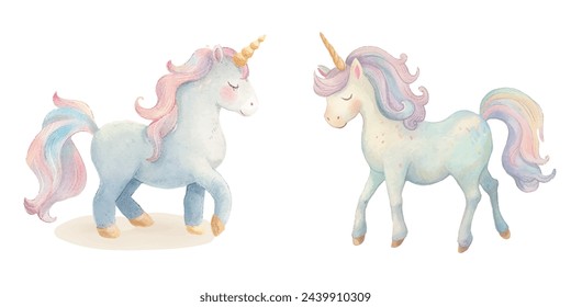 cute unicorn watercolour vectopr illustration