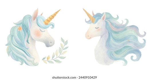 cute unicorn watercolour vectopr illustration 