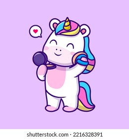 Cute Unicorn Tragen Make-up Cartoon Vektorsymbol Illustration. Animal Beauty Icon Konzept isolierter Premium-Vektorgrafik. Flachbildkartonstil