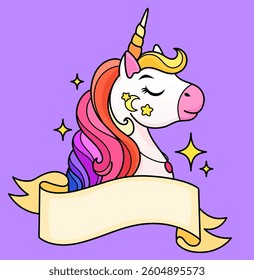 Cute unicorn with wings. Hand drawn children's illustration.