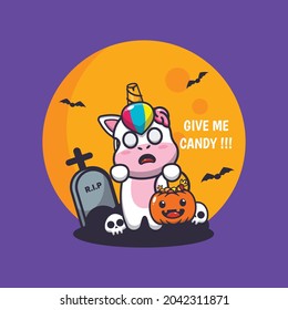 cute unicorn zombie want candy