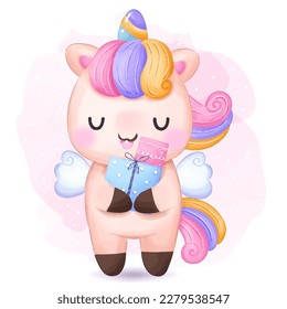 Cute Unicorns Birthday Party Illustration