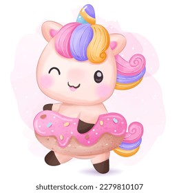 Cute Unicorns Birthday Party Illustration