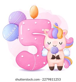 Cute Unicorns Birthday Party Illustration