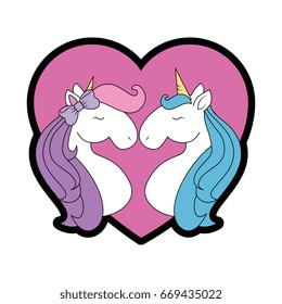 Cute unicorns cartoon