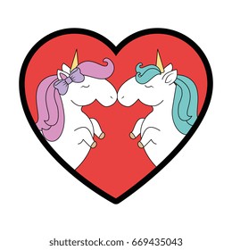 Cute unicorns cartoon