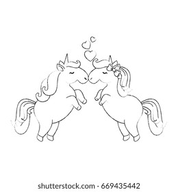 Cute unicorns cartoon