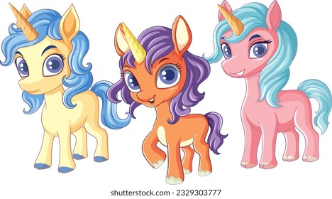 Cute Unicorns Cartoon Character illustration