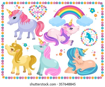 Cute Unicorns Clipart