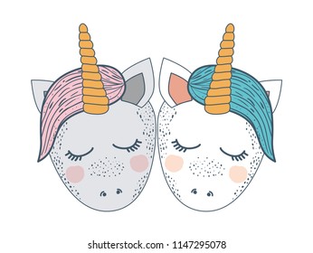 cute unicorns couple characters