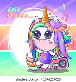 cute unicorns dancing. Can be used for baby t-shirt print, fashion print design, kids wear, baby shower celebration greeting and invitation card. - Vector