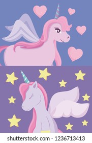 cute unicorns of fairy tale