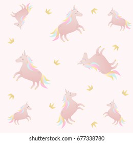 cute unicorns for girl princess vector pattern background illustration