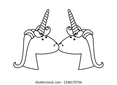 cute unicorns kissing characters