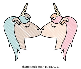 cute unicorns kissing characters