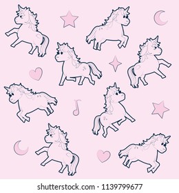 Cute unicorns pattern background