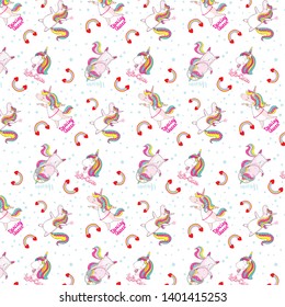 cute unicorns pattern with rainbows  for your kids design