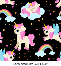 Cute unicorns seamless pattern / magical unicorns fabric pattern