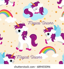 Cute unicorns seamless pattern / magical unicorns fabric pattern