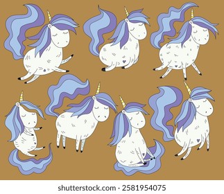 Cute unicorns vector clip art