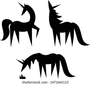 Cute unicotns silhouette set on white background vector illustration hand draw desing