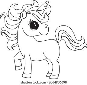 Cute Union. happy unicorn. vector. coloring page