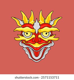 cute and unique barong duck mask vector image for chinese new year