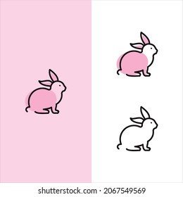 cute unique bunny monoline vector