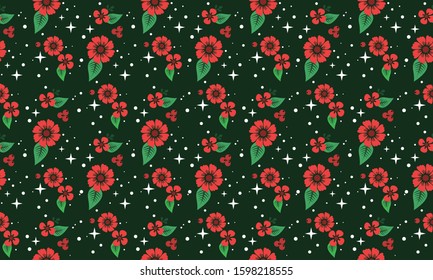 Cute and unique Christmas red flower with floral pattern art.