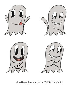 cute and unique ghost cartoon character illustration