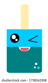 Cute and unique ice cream characters, Popsicles with a smiling human face with winking eyes. Cartoon vector illustration isolated from a white background. colorful characters or ice cream mascots.