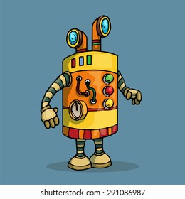 Cute unique robot character, vector illustration
