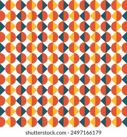 Cute Unique Triangle Circle Shape Endless Pattern. Color full Retro Wallpaper. Rainbow Vintage Seamless Background. Geometric Shape texture printable editable for kids room wallpaper, gift wrap, etc.