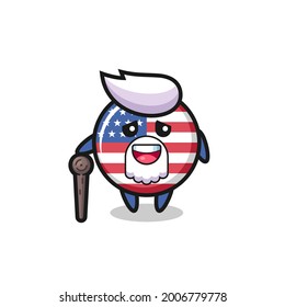 cute united states flag badge grandpa is holding a stick , cute style design for t shirt, sticker, logo element