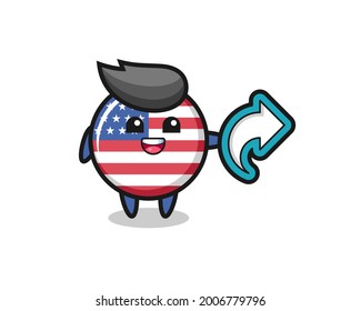 cute united states flag badge hold social media share symbol , cute style design for t shirt, sticker, logo element