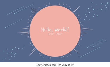 Cute universe background image with copy space. Vector illustration of starry sky and a shining planet.