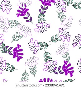 Cute unusual flower and cloud seamless pattern. Simple stylized flowers background. For fabric design, textile print, wrapping paper, cover. Vector illustration