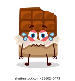 cute upset expression of bite chocolate bar character
