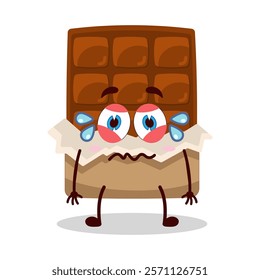 cute upset expression of bite chocolate bar character
