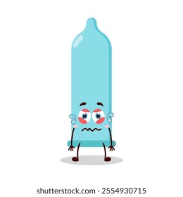 cute upset expression of condom character