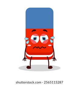 cute upset expression of eraser cartoon character
